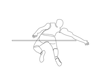 long jump stick olympic sports high jump one line art design vector