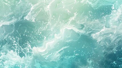Soft turquoise waves and splashes over a smooth gradient background capturing summer calm