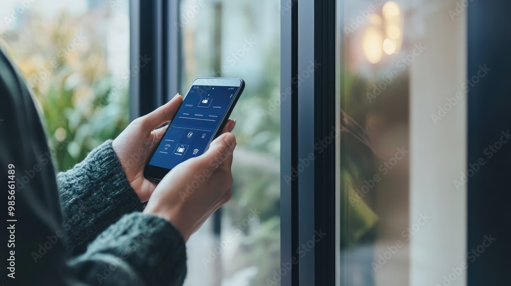 Aufkleber user receiving real-time alerts from a smart security system on a mobile device