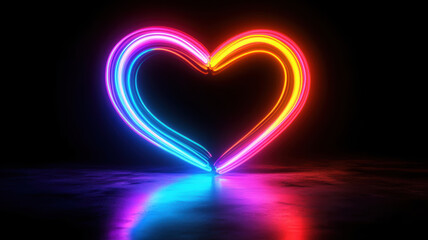 Glowing Neon Heart with Motion Blur