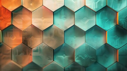 Geometric honeycomb patterns in teal gold and coral create a modern summer backdrop