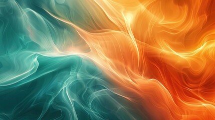 Teal to orange summer backdrop with flowing wave patterns and soft light reflections