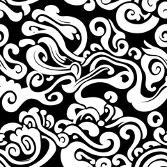 Chinese-inspired doodle tile seamless patterns in an illustrator graphic style