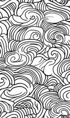 Fototapeta premium Chinese-inspired doodle tile seamless patterns in an illustrator graphic style