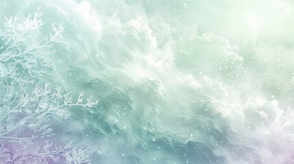 Obraz premium Lavender to mint green winter wallpaper with crystalline patterns and shimmering glow