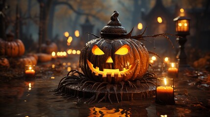 Obraz premium Halloween! Strangest sights I’ve ever, Pumpkins, jack-o’-lanterns, costumes, spooky decorations