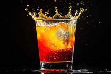 Isolated Tequila Sunrise Splash in Mid-Air