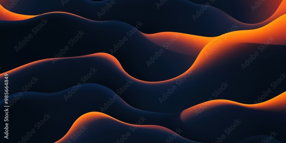Aufkleber abstract waves in dark tones with vibrant orange highlights, creating a dynamic visual flow.