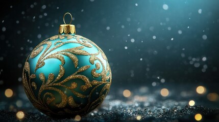 golden and turquoise christmas ball decoration copy scape