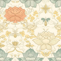 Chinese-inspired doodle tile seamless patterns in an illustrator graphic style