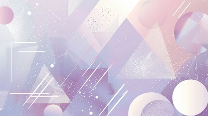 Fototapeta premium Abstract triangles and circles in frosty silver and lavender create a winter backdrop