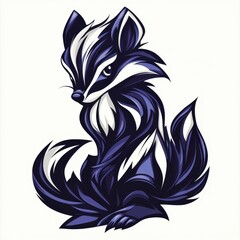Fototapeta premium Skunk rendered in Morphism style, its distinctive shape transformed into smooth, flowing abstract forms.