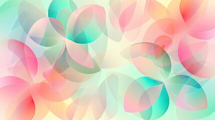 Vibrant pastel pink mint green and yellow circles and petals with floral textures evoke spring freshness