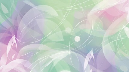 Smooth lavender and green polygons with floral patterns create a soothing spring wallpaper