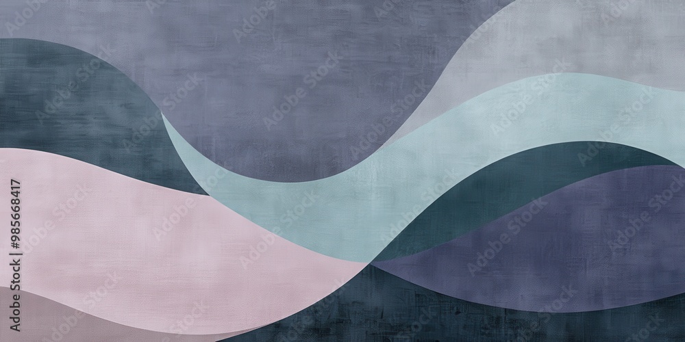 Poster Abstract waves in soft colors create a calming, modern design.