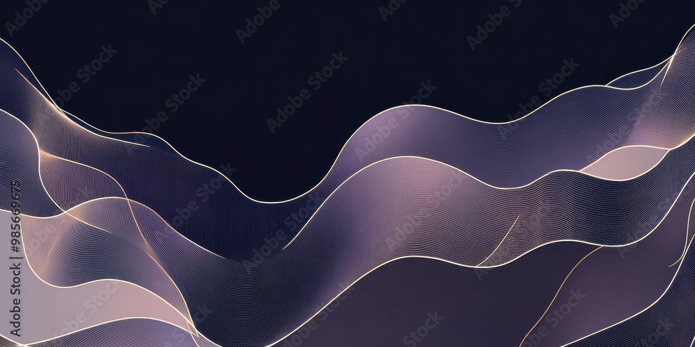 Poster Abstract waves in soft colors create a serene and modern visual atmosphere.