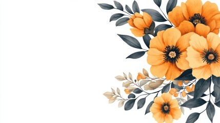 Watercolor Floral Corner Border