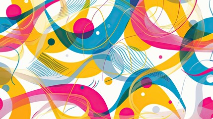 Dynamic abstract background with bright circles and waves against white wallpaper