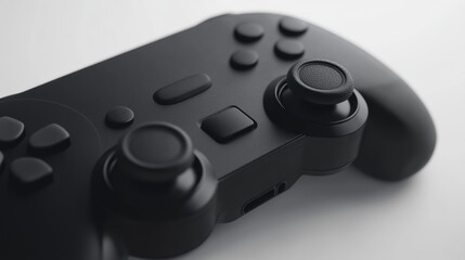 Close-up of a black gaming controller with focus on the right analog stick.
