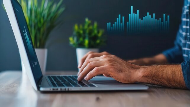 Close-up of hands entering data into accounting software on a computer, representing digital bookkeeping and financial tracking Data entry, Accounting software