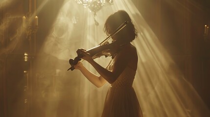 Ethereal Violinist in Golden Light