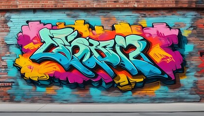 Vibrant Urban Graffiti Art Displayed on a Brick Wall Banner