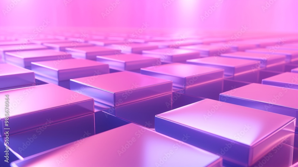 Aufkleber futuristic 3d render of pink and purple geometric tech background with minimalist design and abstrac