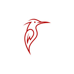 hummingbird line logo icon design red vector illustration. Colibri logo.