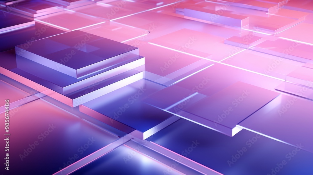 Aufkleber futuristic 3d render of pink and purple geometric tech background with minimalist design and abstrac