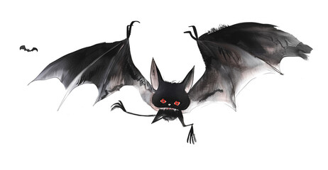 Bats with ink painting style