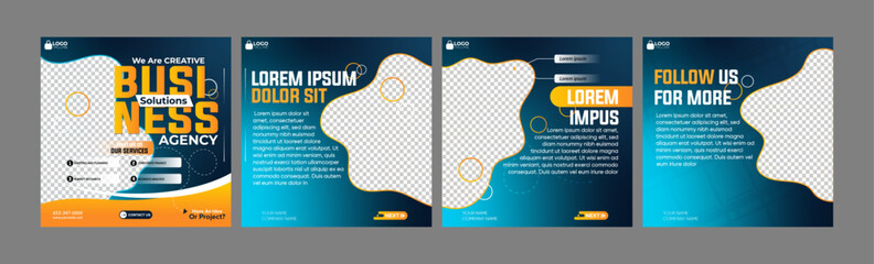 Agency instagram carousel template, set of editable social media carousel post