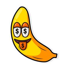 Funny doodle fruit cartoon with cute expression