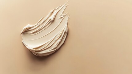 Abstract beige paint stroke on a beige background.
