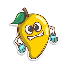Funny doodle fruit cartoon with cute expression