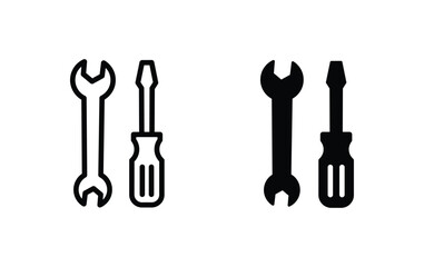 Wrench and screwdriver icon vector