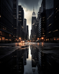 Buildings and city in perspective