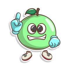 Funny doodle fruit cartoon with cute expression