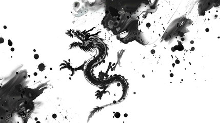Chinese ink dragon painting