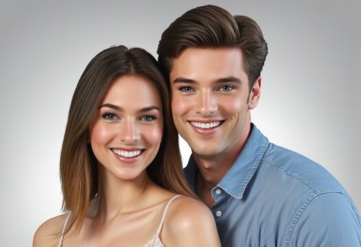 smiling couple, watercolor portrait