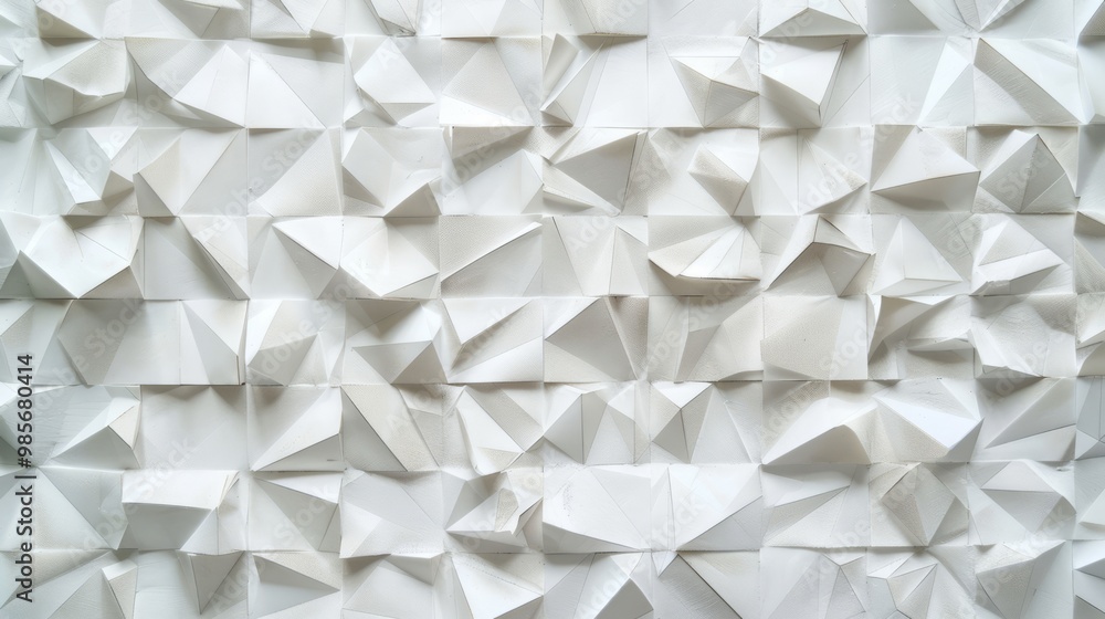 Poster abstract geometric background featuring randomly shifted white vertical triangles – versatile wallpa