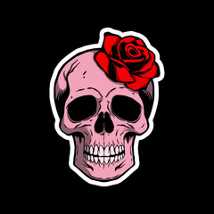 skull art illustration hand drawn for stickers logo poster etc
