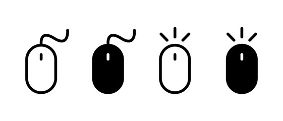 Computer mouse icon set. Click pointer sign symbol