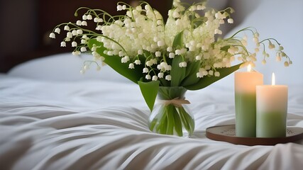 lily of the valley on the bed