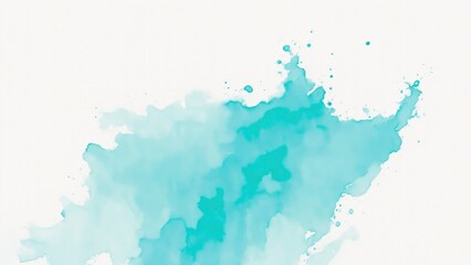 Obraz premium Cyan Watercolor Brush Strokes on Clean White Background