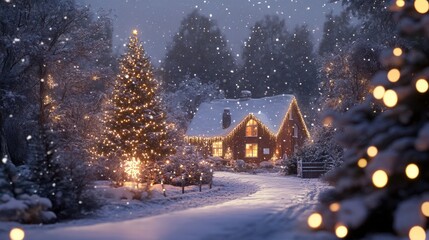 Naklejka premium Weihnachtsmotiv - Weihnachtsstimmung mit Schnee und Weihnachtsdeko.