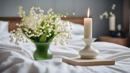 lily of the valley on the bed