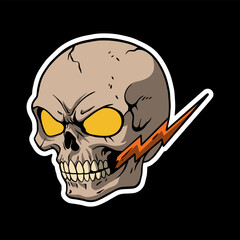 skull art illustration hand drawn for stickers logo poster etc
