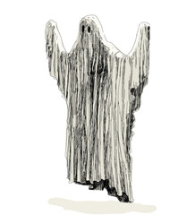 spooky ghost halloween costume  symbol autumn holidays isolated on white background