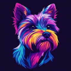 Yorkshire Terrier rendered in Morphism style, showcasing smooth color transitions and a modern, sleek appearance.