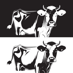 cow Animal logo Isolated Black on White background